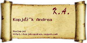 Kopják Andrea névjegykártya